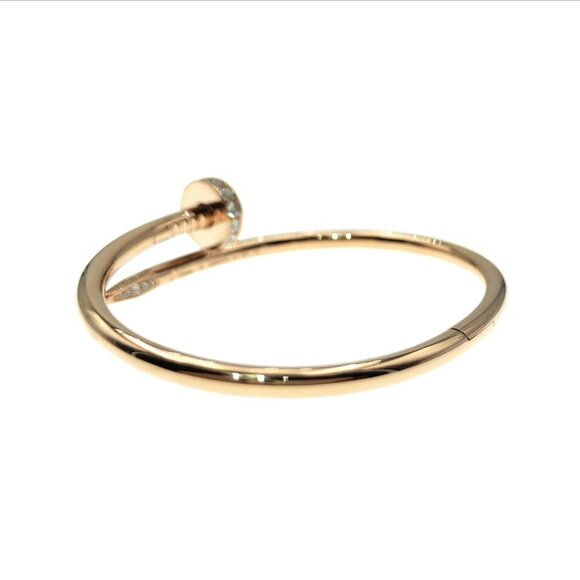 Cartier Juste un Clou Bracelet 18K Rose Gold with Diamonds Size 16 - Picture 5 of 14